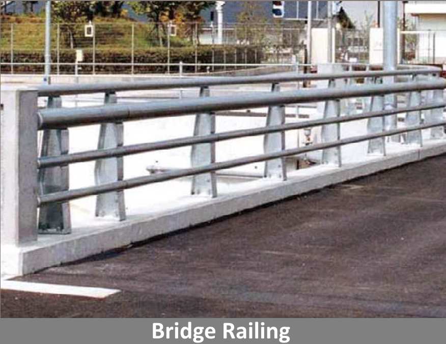 Bridge railing made from durable ZAM coated metal.