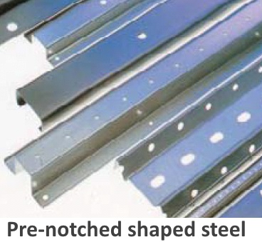 ZAM coated steel processed into pre-notched shaped steel