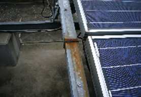 Comparison photos of solar racking systems made from ZAM coated metal and Galvanized coated metal