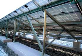Comparison photos of solar racking systems made from ZAM coated metal and Galvanized coated metal