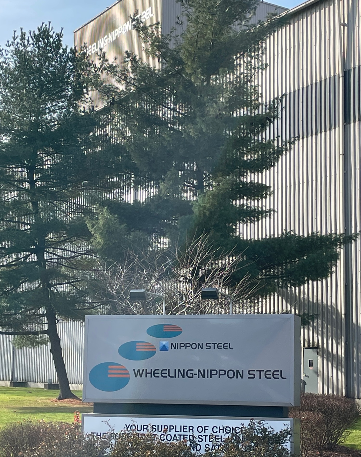 Outside view of WHEELING-NIPPON STEEL steel coating plant